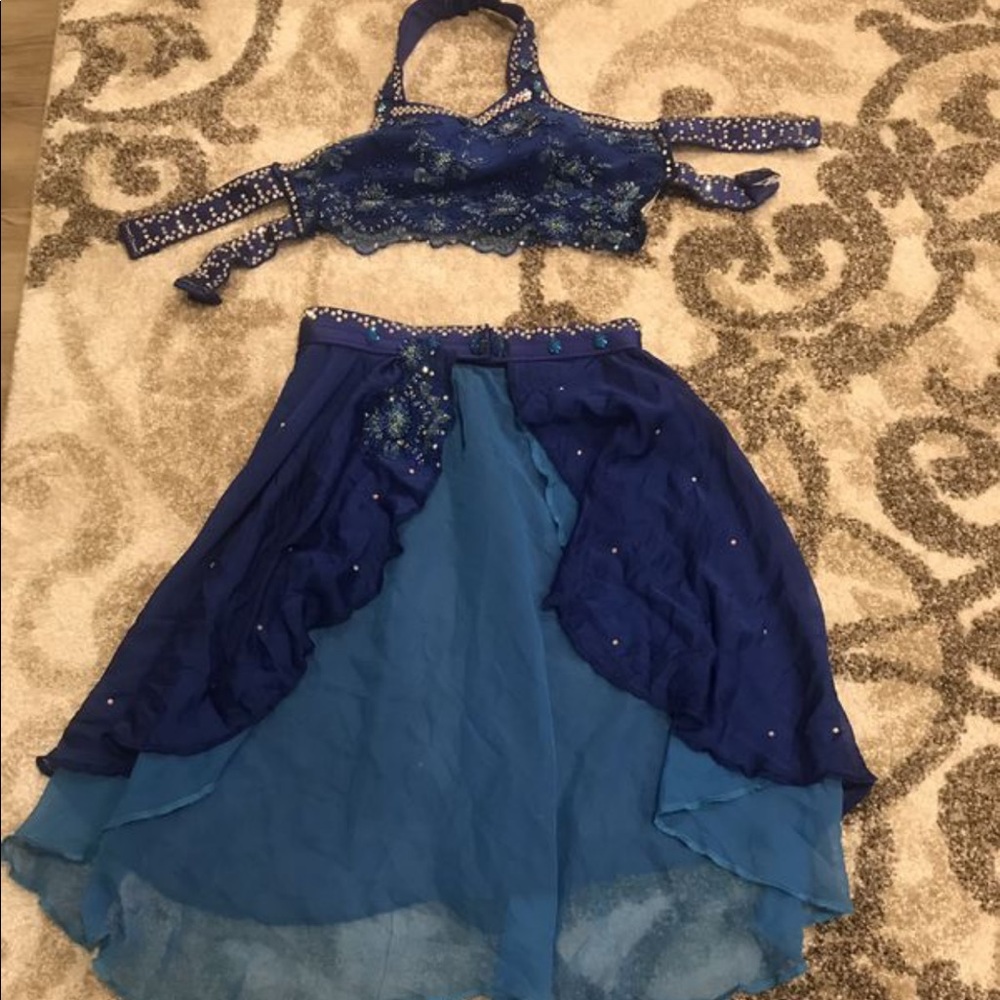 Blue rhinestoned lyrical costume